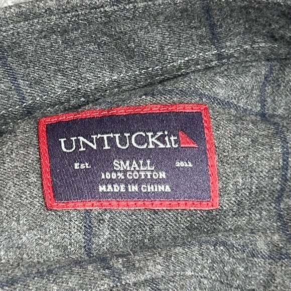 UNTUCKit Angelus Shirt Mens S Reg Fit Gray Window Pane Long Sleeve Button Up New - Picture 9 of 11